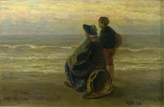 Mother and Child on a Seashore, c. 1890. Creator: Jozef Israels.