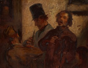 Street Musicians, c. 1855. Creator: Style of Honoré Victorin Daumier.