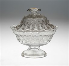 Covered Bowl and Stand, France, c. 1830/60. Creator: Baccarat Glasshouse.