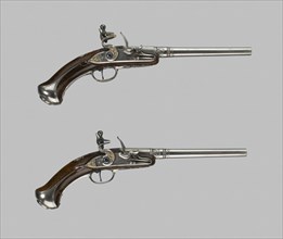 Flintlock Turn-Off Holster Pistol (One of a Pair), Germany, 1680/90 and 1732. Creator: Domenico Bonomino.