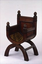 X-Frame Armchair, England, 1840/45. Creator: Lewis Nockalls Cottingham.