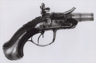 Double-Barrel Pocket Flintlock Breech-Loading Pistol, France, c. 1740/50. Creator: Unknown.