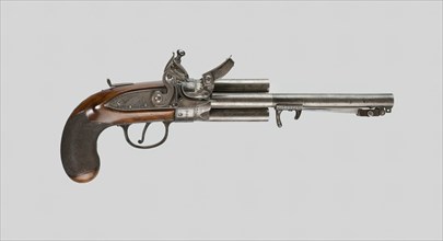Flintlock Revolver with Bayonet, Philadelphia, 1820. Creator: Richard Constable.