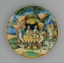 Plate with Theseus in the House of Achelous, from the Lancierini Service, Italy, 1540/50. Creator: Unknown.