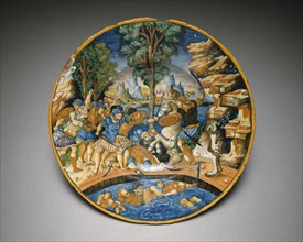 Plate with Horatio at the Bridge, Urbino, c. 1535. Creator: Unknown.