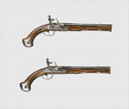 Pair of Flintlock Holster Pistols, Paris, about 1740. Creator: Joseph Etienne Brion.