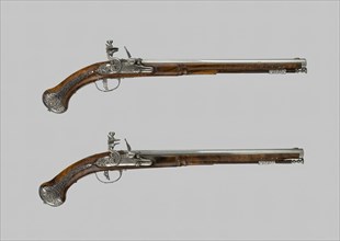 Pair of Flintlock Holster Pistols, Italy, c. 1660/70. Creator: Lazzarino Cominazzo.