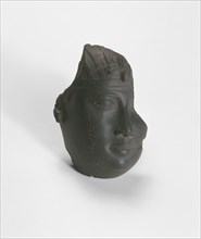 Fragment of a Head from a Statue of a King, Egypt, Late Period, Dynasty 30 (380-343 BCE). Creator: Unknown.