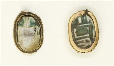 Scarab: Amun-Ra and Hieroglyphs, Egypt, New Kingdom, Dynasties 18-20 (about 1550-1069 BCE). Creator: Unknown.
