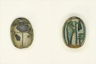 Scarab: The God Ptah with Ma’at Feather and Djed-Pillar, Egypt, New Kingdom, Ramesside Period... Creator: Unknown.