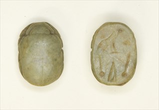 Scarab: Hieroglyphs (mwt-sign, nfr-signs, di-sign), Egypt, Third Intermediate Period-Late Period... Creator: Unknown.