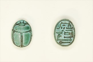 Scarab: Title (Overseer of the Granary) and Name (Djehuty), Egypt, Second Intermediate Period-New... Creator: Unknown.