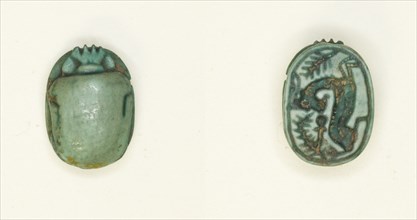 Scarab: Antelope with Foliage (sw.t-plant) Motif, Egypt, Second Intermediate Period - early New... Creator: Unknown.