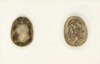 Scarab: Falcon with Red Crown and Cobra (?), Egypt, New Kingdom, Dynasties 18-19 (?)... Creator: Unknown.
