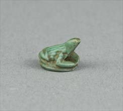 Scaraboid of a Frog; Ankh Sign on Underside, Egypt, New Kingdom, Dynasty 18 (about 1550-1295 BCE). Creator: Unknown.