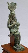 Statuette of the Goddess Isis Holding the God Horus, Egypt, Third Intermediate Period-Late Period... Creator: Unknown.