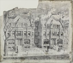 Double House for Mr. Straus, Perspective View, 1883. Creators: Adler & Sullivan, Louis Sullivan, Dankmar Adler.