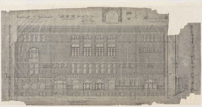 Revised 24th Street Elevation for Standard Club, Chicago, Illinois, Details and Sections, 09/19/1887 Creator: Adler & Sullivan.