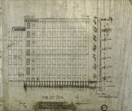 Brunswick Balke Collender Company Factory Building, Chicago, Illinois, Elevation and Section, 1891. Creator: Adler & Sullivan.