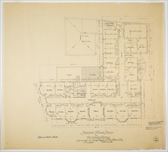 Victoria Hotel, Chicago Heights, Illinois, Second Floor Plan, 1892. Creator: Adler & Sullivan.