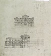 Design Projects, Elevation Studies and Plan, c. 1860-1870. Creator: Carl J Furst.