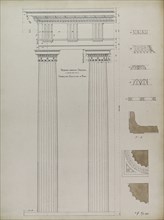 Orders of Architecture, Roman Doric Order from Baths of Diocletian, Rome, Elevation, April 1, 1870. Creator: Carl J Furst.