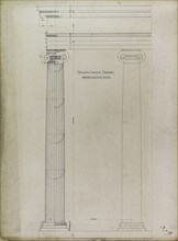 Orders of Architecture, Greek Ionic Order from the Temple of Minerva Polias, Elevation, 1870. Creator: Carl J Furst.