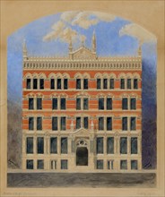 Sears Building, Chicago, Illinois, Elevation of Competition Drawing, c. 1873. Creator: Carter Drake and Wight.