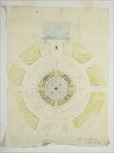 Potomac Round Point, Washington D.C., Circular Pool Plan Sketch, 1909. Creator: Daniel Burnham.