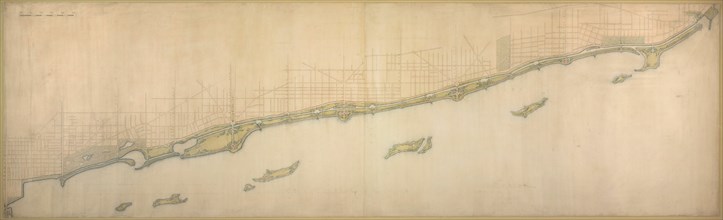 Plate 50 B from Plan of Chicago 1909: Lake Shore from Chicago Avenue on the south to Wilmette... Creator: Daniel Burnham.