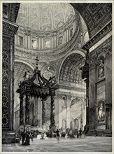 Saint Peter's Basilica, Rome, Italy, Interior View, 1878. Creator: Frederick P Dinkelberg.