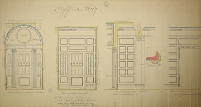 Vestibule Doors, Bryan Lathrop House, Chicago, Illinois, Shop Drawing, 1892. Creator: McKim, Mead and White.