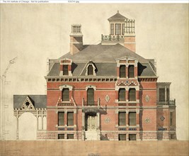 Eliphalet W. Blatchford House, Chicago, Illinois, LaSalle Street Elevation and Partial Section, 1873 Creator: Peter Bonnett Wight.
