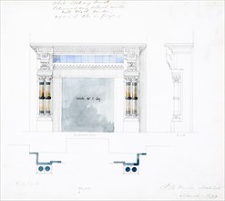 White Statuary Marble Mantel Design, Elevations and Plan, 1877. Creator: Peter Bonnett Wight.