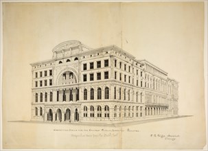 Chicago Public Library Design Competition, Chicago, Illinois, Perspective, 1891. Creator: Peter Bonnett Wight.