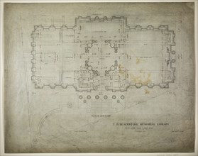 T.B. Blackstone Memorial Library, Chicago, Illinois, Main Floor Plan, 1901. Creator: Solon Spencer Beman.