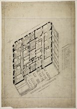 Ontario Apartment Building, Chicago, Illinois, Isometric, c. 1880/81. Creator: Treat & Foltz.