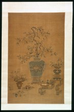 Hanging Scroll (Furnishing Fabric), China, Qing dynasty(1644-1911), 1801/50. Creator: Unknown.