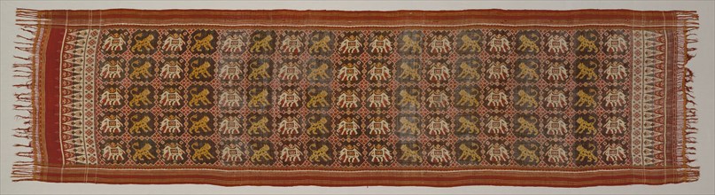 Ceremonial Cloth with Pattern of Elephants and Tigers, India, 19th century. Creator: Unknown.
