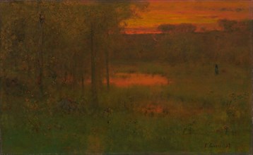 Landscape, Sunset, 1887/89. Creator: George Inness.