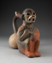 Double Vessel in the Form of a Seated Monkey with Coca Bag Around Neck, 100 B.C./A.D. 500. Creator: Unknown.