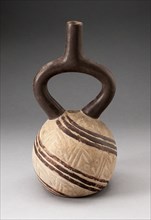 Stirrup Vessel Incised with Textile-Like Pattern in Diagonal Painted Bands, 100 B.C./A.D. 500. Creator: Unknown.