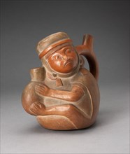 Handle Spout Vessel in the Form of a Monkey Holding a Jar, 100 B.C./A.D. 500. Creator: Unknown.