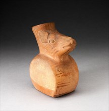 Flat-Sided Jar with Relief of Rodent Head Attached to the Vessel's Neck, 100 B.C./A.D. 500. Creator: Unknown.