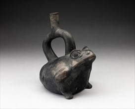 Blackware Stirrup Vessel in the Form of a Frog, 100 B.C./A.D. 500. Creator: Unknown.