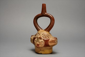 Stirrup Vessel in the Form of Multi-Headed Feline Being, A.D. 250/500. Creator: Unknown.