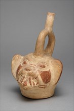 Stirrup Vessel in the Form of a Feline Head, A.D. 250/500. Creator: Unknown.