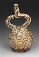 Stirrup Vessel with Fineline Painting Depicting a Figures in Reed Boat, 100 B.C./A.D. 500. Creator: Unknown.