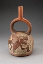 Stirrup Spout Vessel Incised with Anthropomorphic Fish, 100 B.C./A.D. 500. Creator: Unknown.