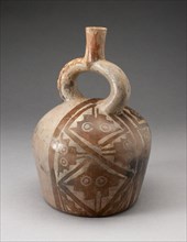 Stirrup Vessel with one Side Painted with Textile-Like Stepped Motif, 100 B.C./A.D. 500. Creator: Unknown.